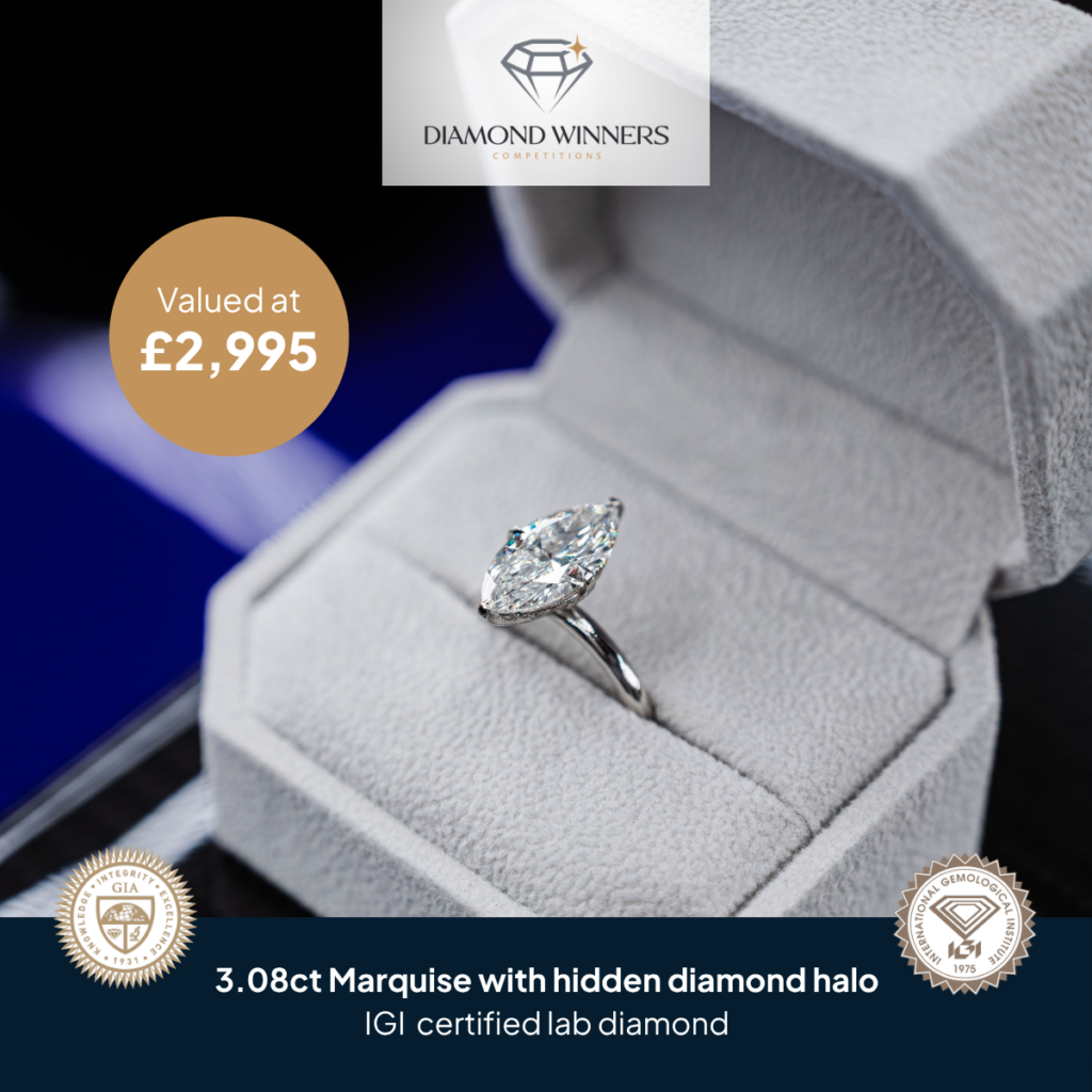 Win A 3.08ct Marquise Diamond ring (£2,995 Insured Value)