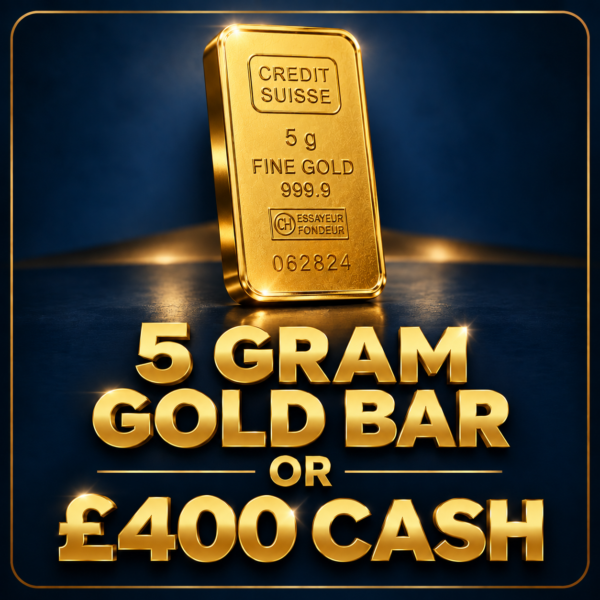 5g Gold Bar or £400 Cash